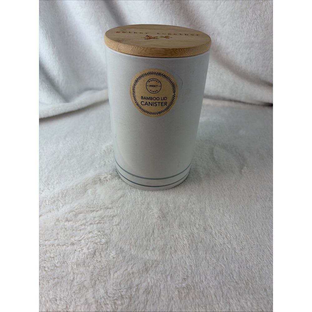 Market Finds Gray Ceramic Canister with Bamboo Lid Gather Together Storage Jar